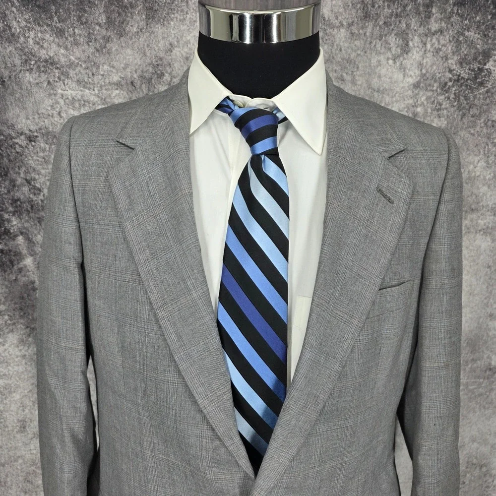 Bill Blass Blazer Jacket Mens 38 Gray Sport Coat 2 Buttons Vent‎ USA Made